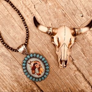 Western inspired cowgal 3.75" pendant